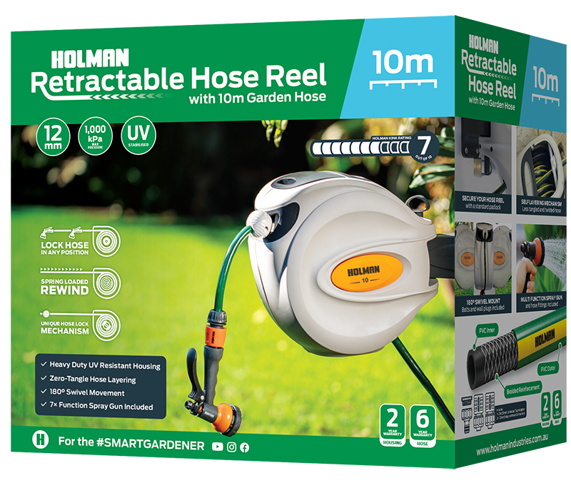 Holman Retractable Hose Reel with 10 meter Garden Hose