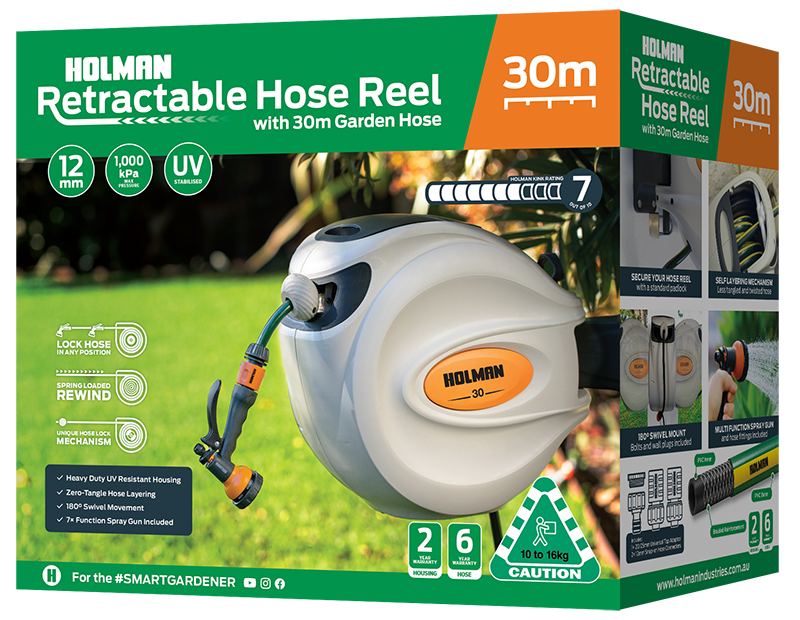 Holman Retractable Hose Reel with 30m Garden Hose