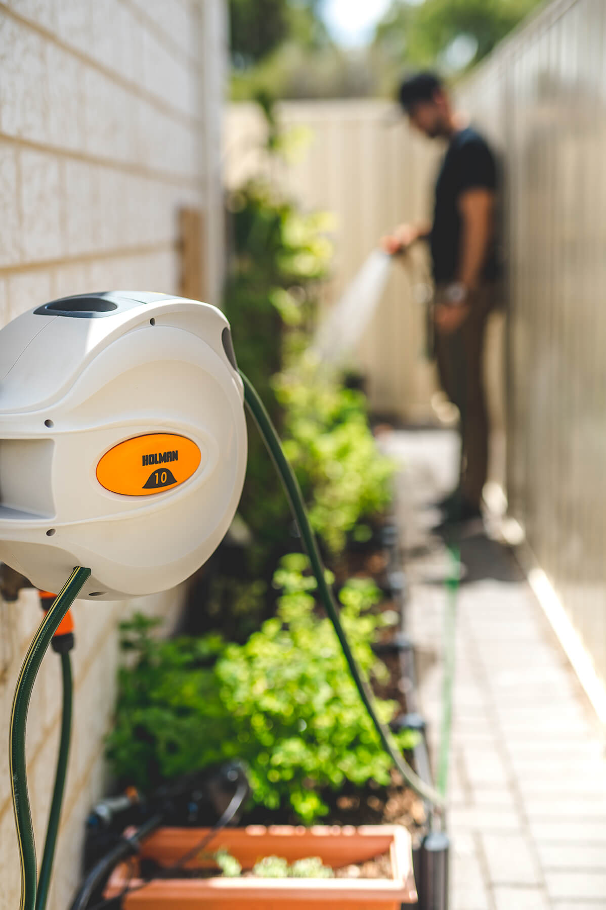 Watering with the Retractable Hose Reel