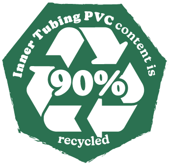 Inner tubing PVC content is 90% recycled