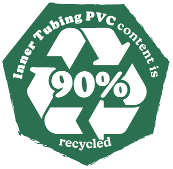 Inner tubing PVC content is 90% recycled