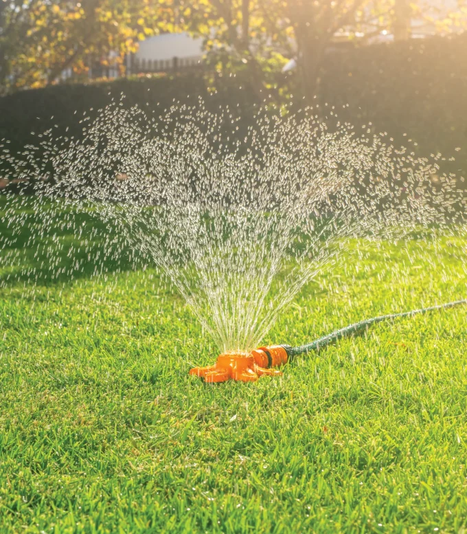 Flower Sprinkler watering lawn
