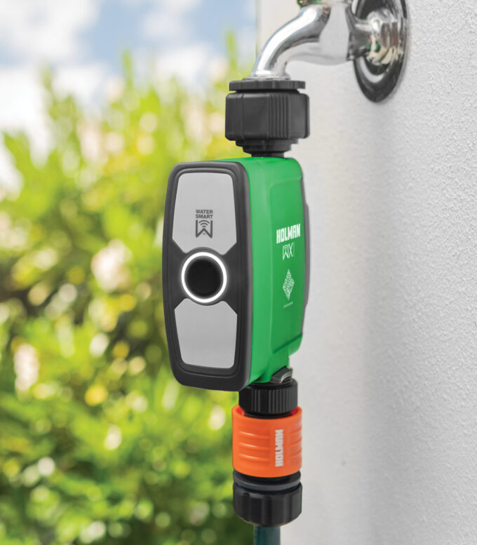Holman WX1 Tap Timer installed on garden tap